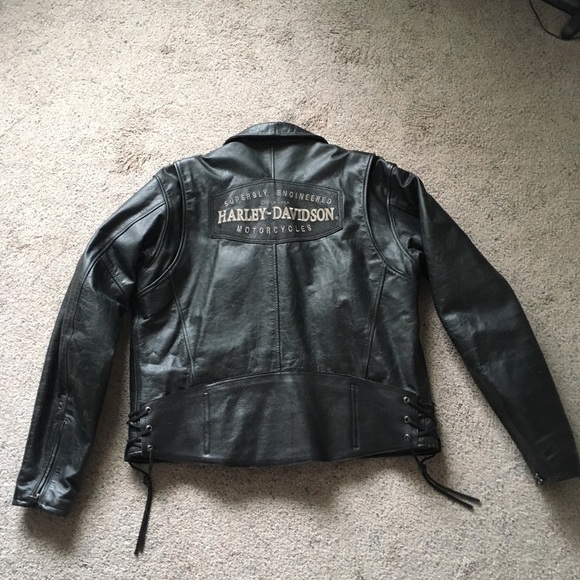 Harley Davidson Jacket Black Leather Mens Biker - Picture 7 of 8